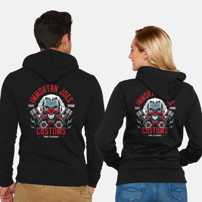 Immortan Joe's Customs-Unisex-Zip-Up-Sweatshirt-Woah Jonny