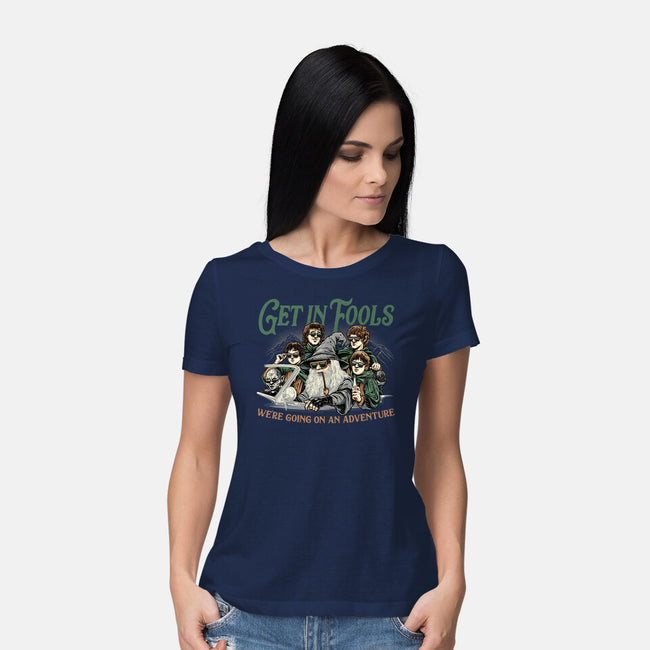 Get In Fools-Womens-Basic-Tee-momma_gorilla