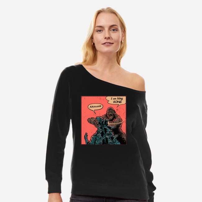 King Of Skull Island-Womens-Off Shoulder-Sweatshirt-Gleydson Barboza