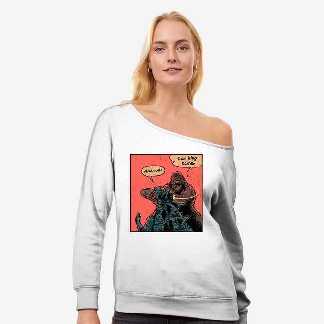 King Of Skull Island-Womens-Off Shoulder-Sweatshirt-Gleydson Barboza