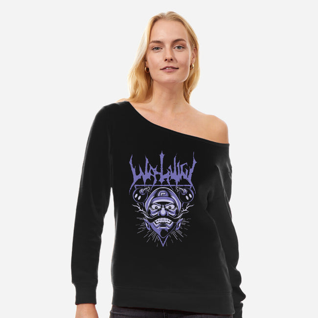 Waluigi Metal-Womens-Off Shoulder-Sweatshirt-arace