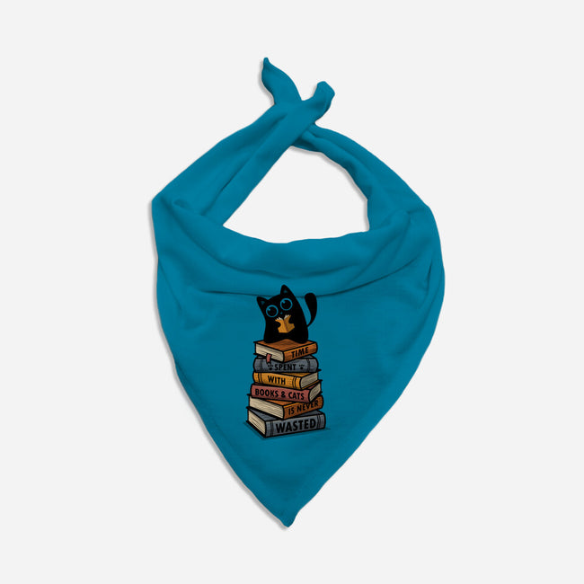 Time Spent With Books And Cats-Dog-Bandana-Pet Collar-erion_designs