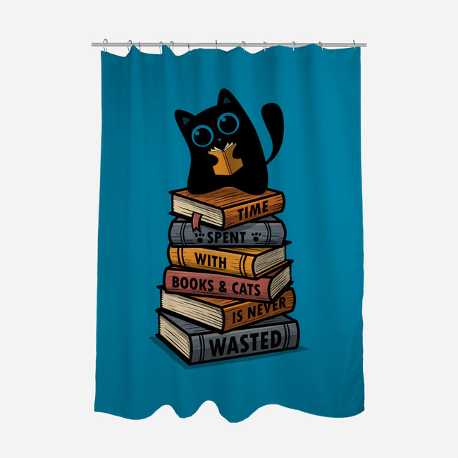 Time Spent With Books And Cats-None-Polyester-Shower Curtain-erion_designs