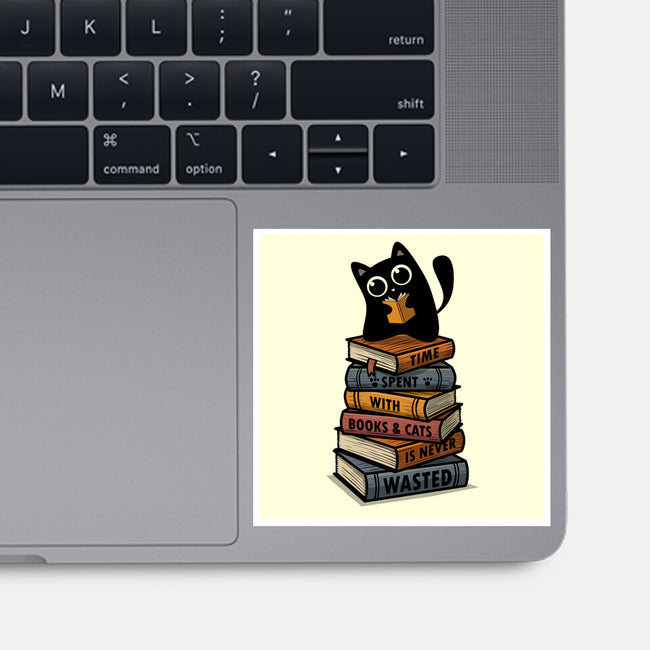 Time Spent With Books And Cats-None-Glossy-Sticker-erion_designs