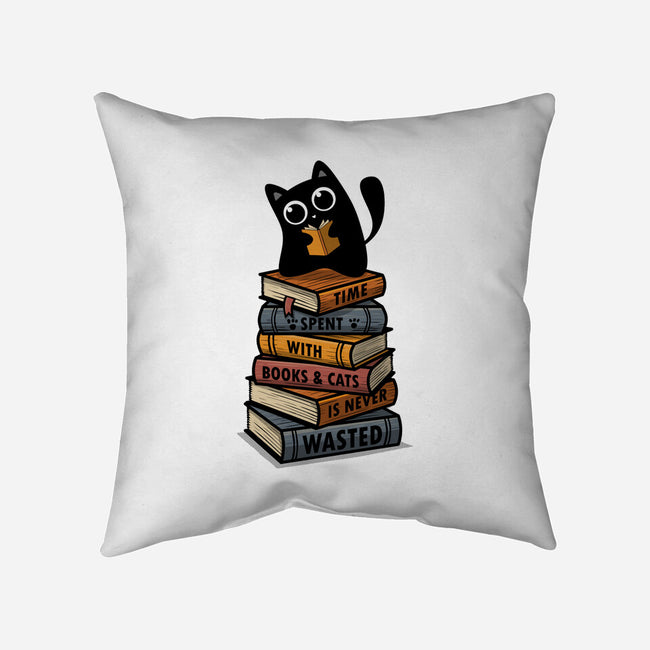 Time Spent With Books And Cats-None-Removable Cover-Throw Pillow-erion_designs