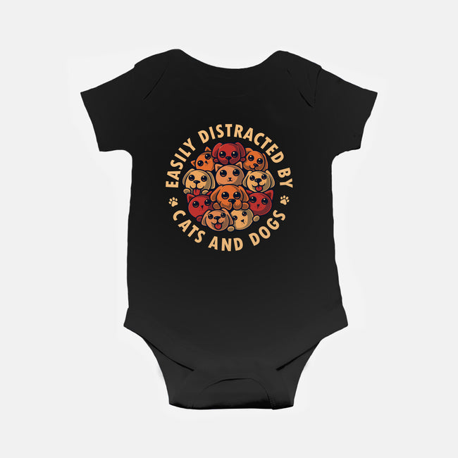 Easily Distracted By Cats And Dogs-Baby-Basic-Onesie-erion_designs