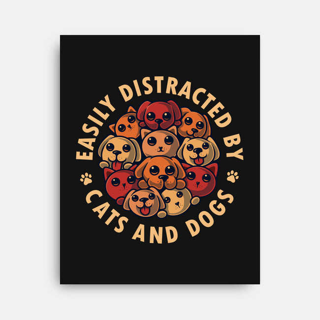 Easily Distracted By Cats And Dogs-None-Stretched-Canvas-erion_designs