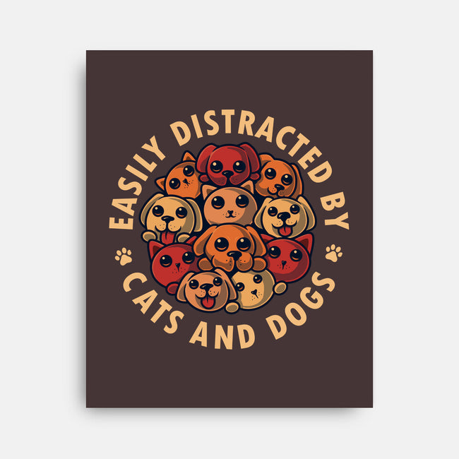 Easily Distracted By Cats And Dogs-None-Stretched-Canvas-erion_designs