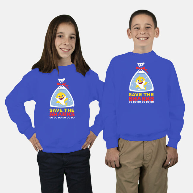 Save The Baby Sharks-Youth-Crew Neck-Sweatshirt-Xentee