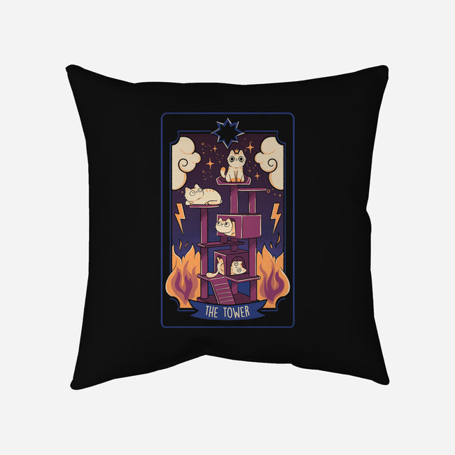 The Tower Cat Tarot-None-Removable Cover-Throw Pillow-tobefonseca