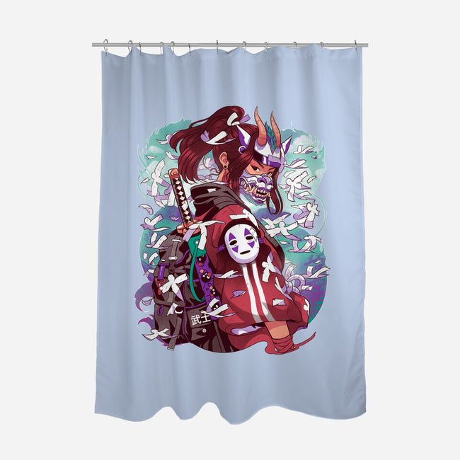 White Dragon Samurai-None-Polyester-Shower Curtain-Bruno Mota