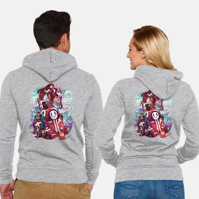 White Dragon Samurai-Unisex-Zip-Up-Sweatshirt-Bruno Mota