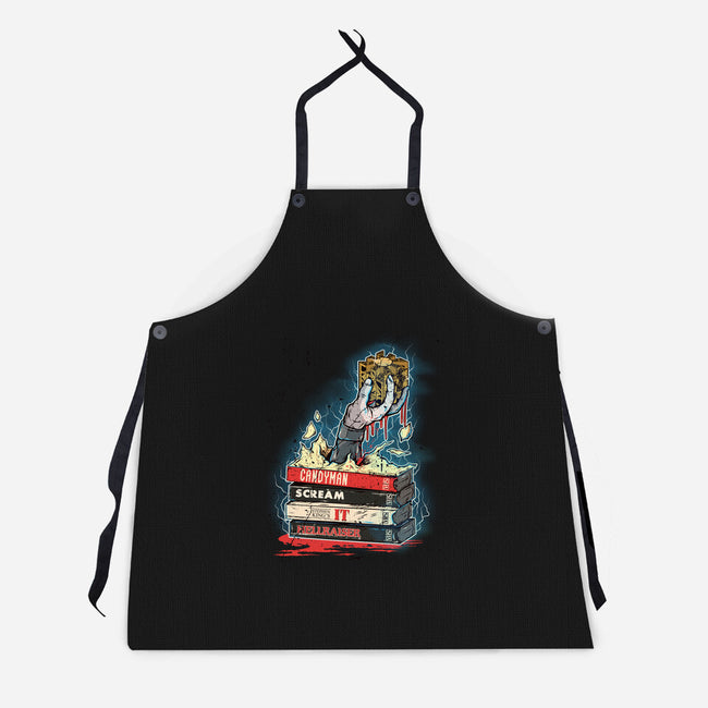 90s VHS Horror Cult-Unisex-Kitchen-Apron-Green Devil