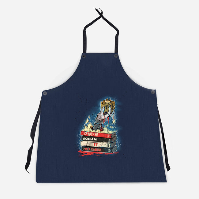 90s VHS Horror Cult-Unisex-Kitchen-Apron-Green Devil