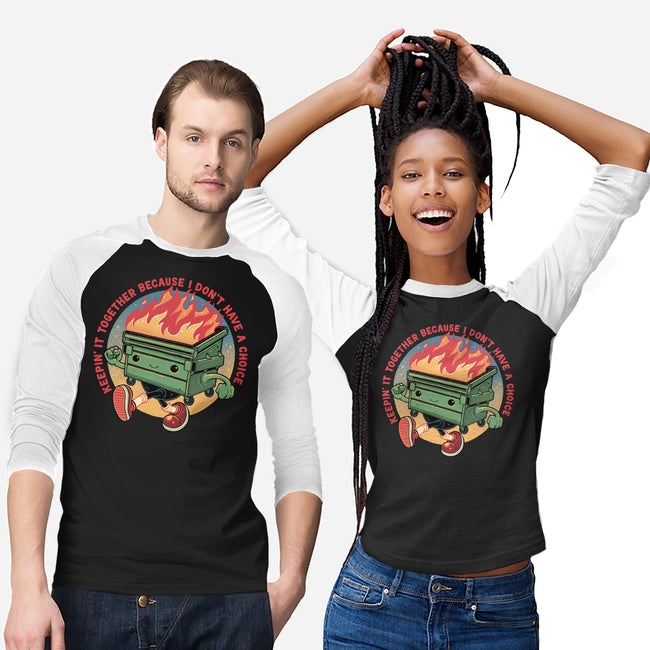 Flaming Dumpster-Unisex-Baseball-Tee-glitchygorilla