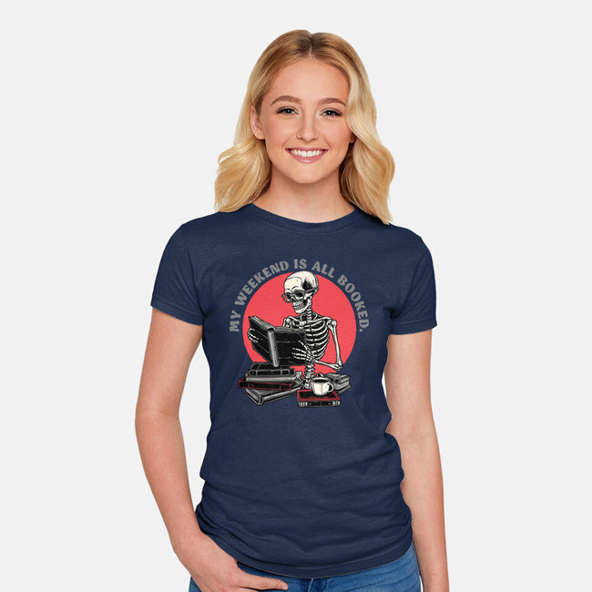 Weekend Reader-Womens-Fitted-Tee-glitchygorilla