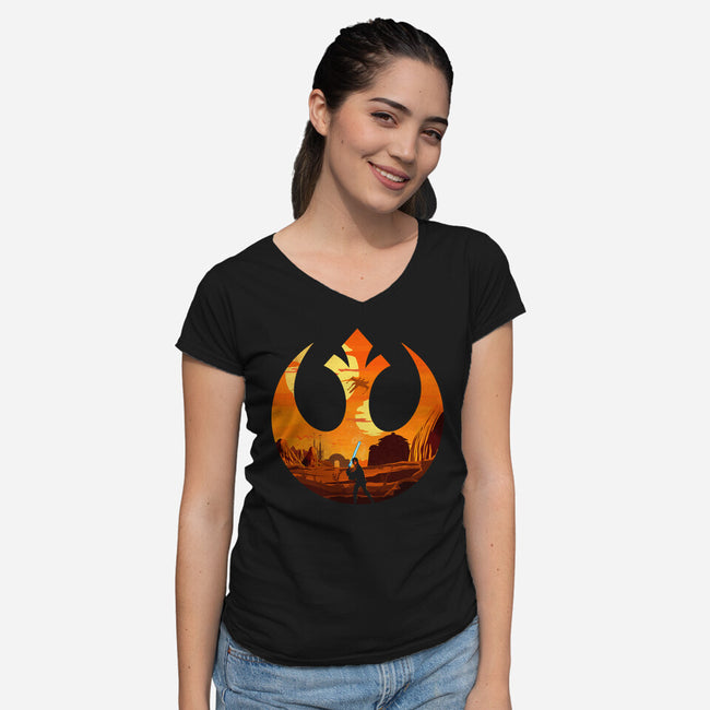 The Knight Farmer-Womens-V-Neck-Tee-Arinesart