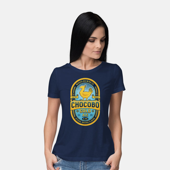 Chocobo Gold Beer Emblem-Womens-Basic-Tee-LAGELANTEE