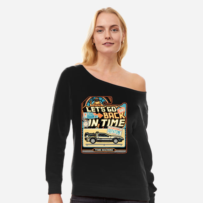 Time Machine Vehicle-Womens-Off Shoulder-Sweatshirt-glitchygorilla