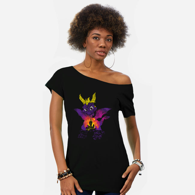 Dragon Warrior-Womens-Off Shoulder-Tee-dalethesk8er