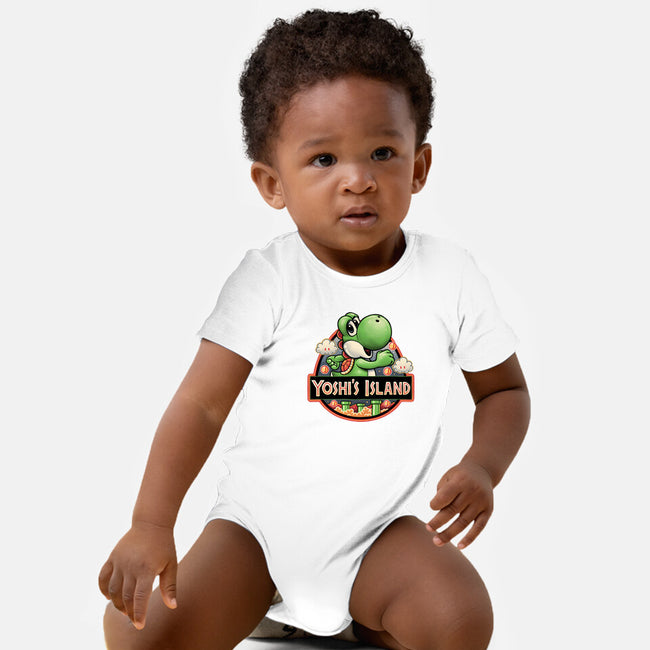 Green Dinosaur Island-Baby-Basic-Onesie-glitchygorilla