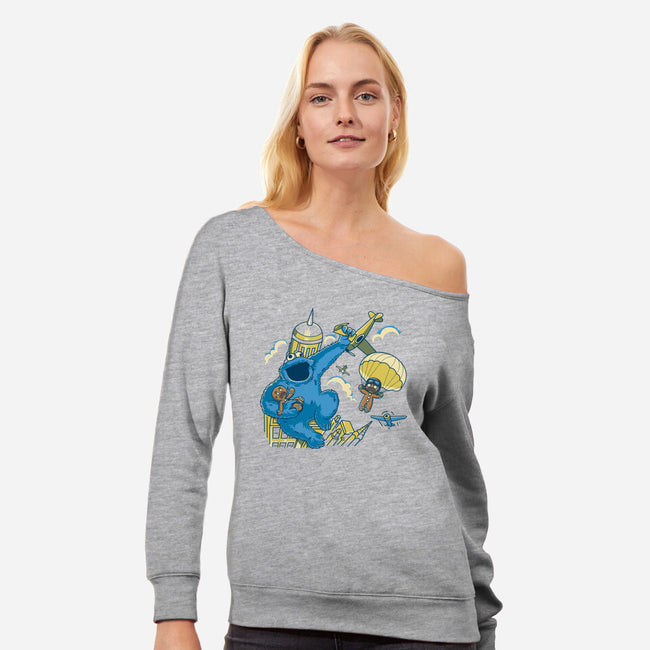 Cookie Kong-Womens-Off Shoulder-Sweatshirt-retrodivision