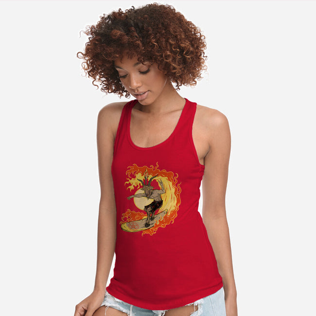 Surfing With The Devil-Womens-Racerback-Tank-Green Devil