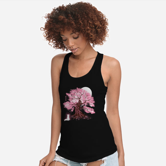 Fox At Sakura Tree-Womens-Racerback-Tank-IKILO