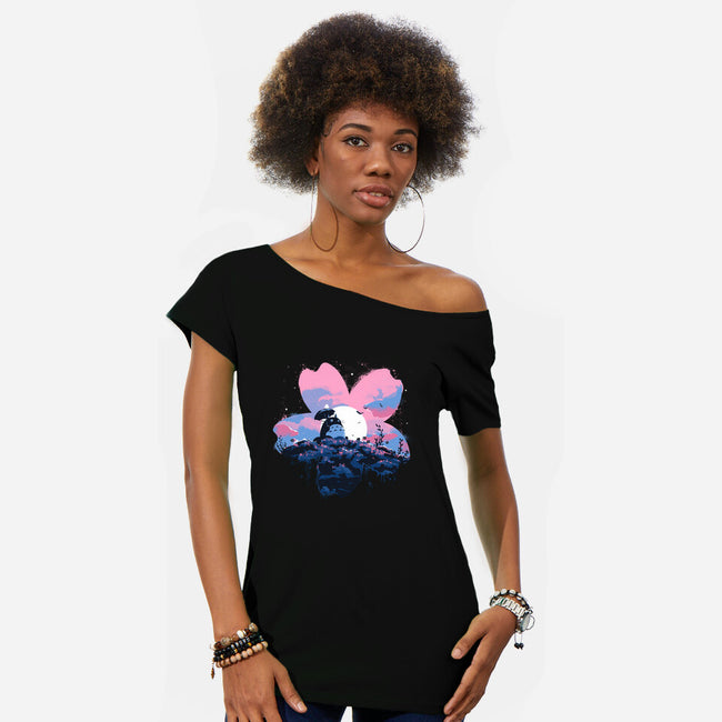 Sakura Spirit-Womens-Off Shoulder-Tee-IKILO