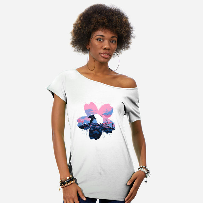 Sakura Spirit-Womens-Off Shoulder-Tee-IKILO