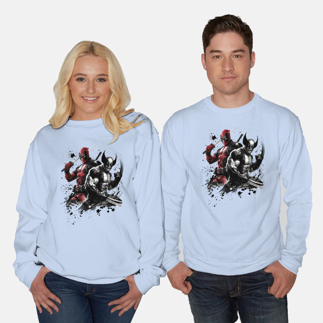 Claws And Katanas-Unisex-Crew Neck-Sweatshirt-DrMonekers