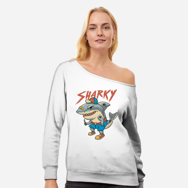 Sharky Boy-Womens-Off Shoulder-Sweatshirt-vp021