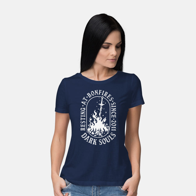 Resting At Bonfires-Womens-Basic-Tee-demonigote