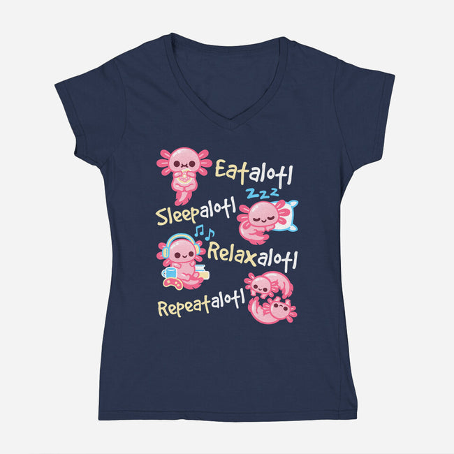 Axolotl Simple Life-Womens-V-Neck-Tee-NemiMakeit