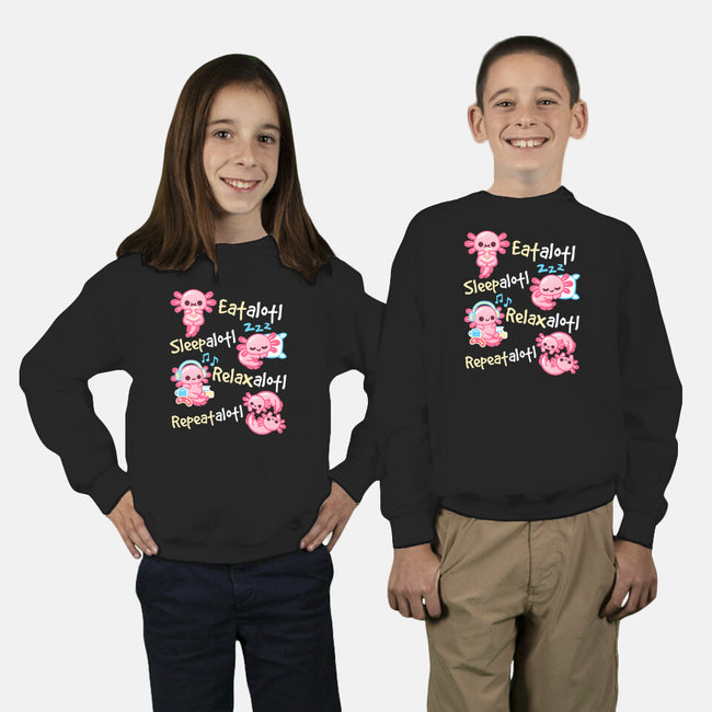 Axolotl Simple Life-Youth-Crew Neck-Sweatshirt-NemiMakeit