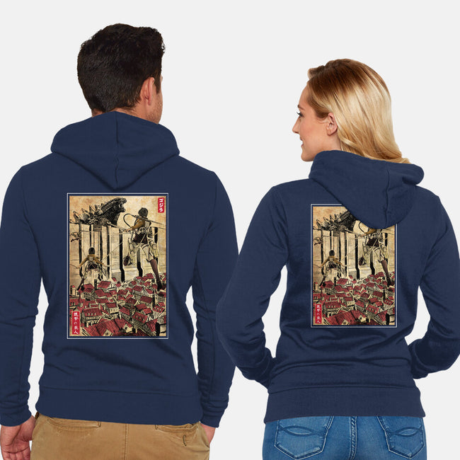 The King Of Monsters In Maria's Wall-Unisex-Zip-Up-Sweatshirt-DrMonekers