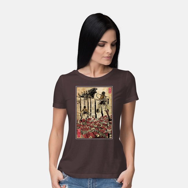 The King Of Monsters In Maria's Wall-Womens-Basic-Tee-DrMonekers