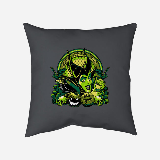 Chillin Like A Witch-None-Removable Cover-Throw Pillow-panicking_bat