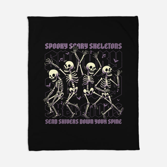 Spooky Skeletons Dance-None-Fleece-Blanket-Studio Mootant