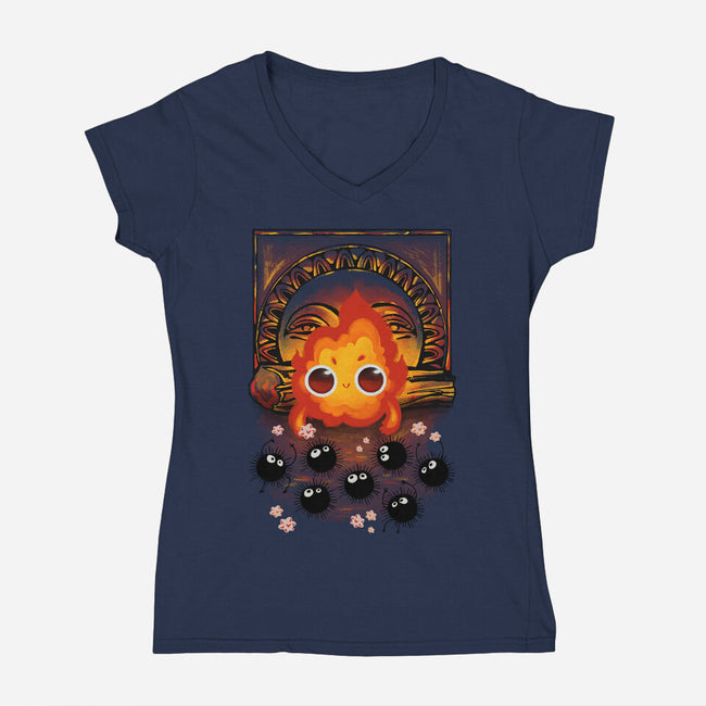 Angry Little Demon-Womens-V-Neck-Tee-ricolaa