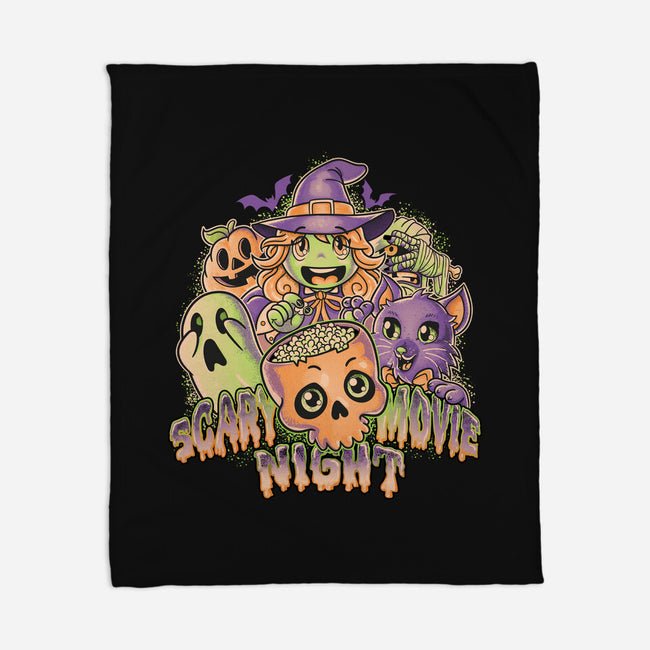 Scary Movie Night-None-Fleece-Blanket-Skullpy