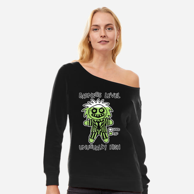 BJ Badness level-Womens-Off Shoulder-Sweatshirt-paulagarcia