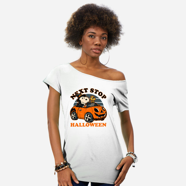 Spooky Beagle Car-Womens-Off Shoulder-Tee-Studio Mootant