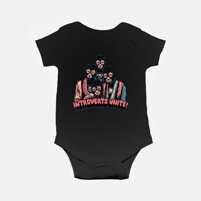 Introverts Unite-Baby-Basic-Onesie-glitchygorilla