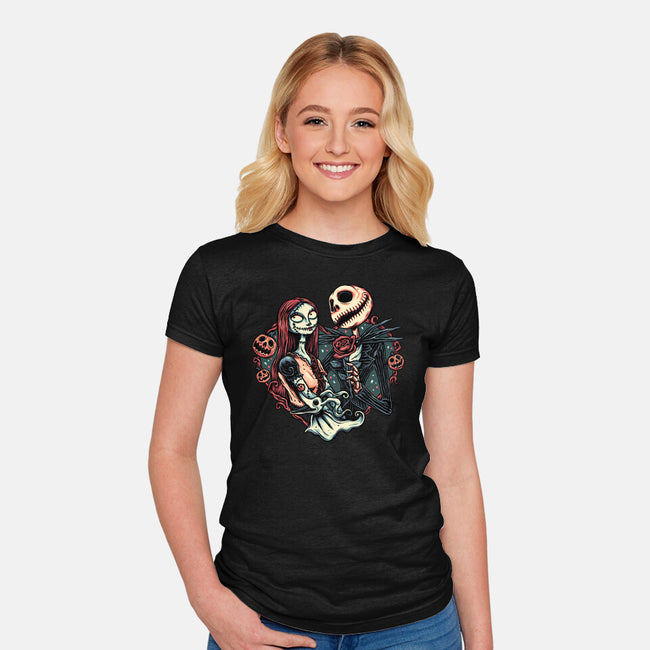 Skeleton Love-Womens-Fitted-Tee-glitchygorilla