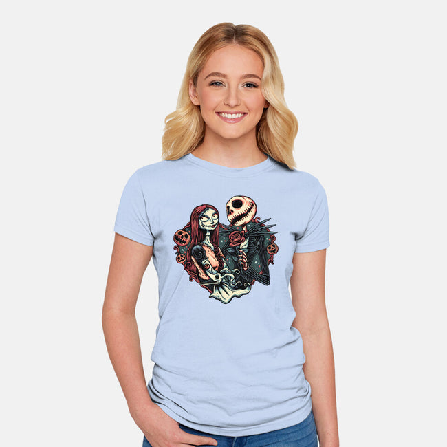 Skeleton Love-Womens-Fitted-Tee-glitchygorilla