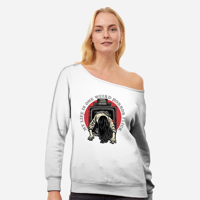 One Big Horror Flick-Womens-Off Shoulder-Sweatshirt-glitchygorilla