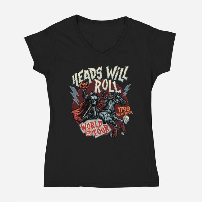 Heads Will Roll-Womens-V-Neck-Tee-glitchygorilla