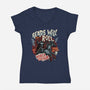 Heads Will Roll-Womens-V-Neck-Tee-glitchygorilla