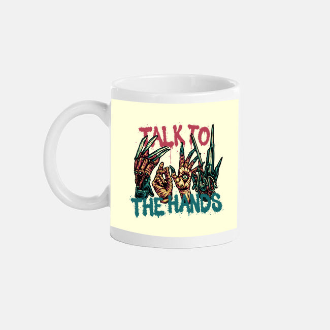 Talk To The Hands-None-Mug-Drinkware-glitchygorilla